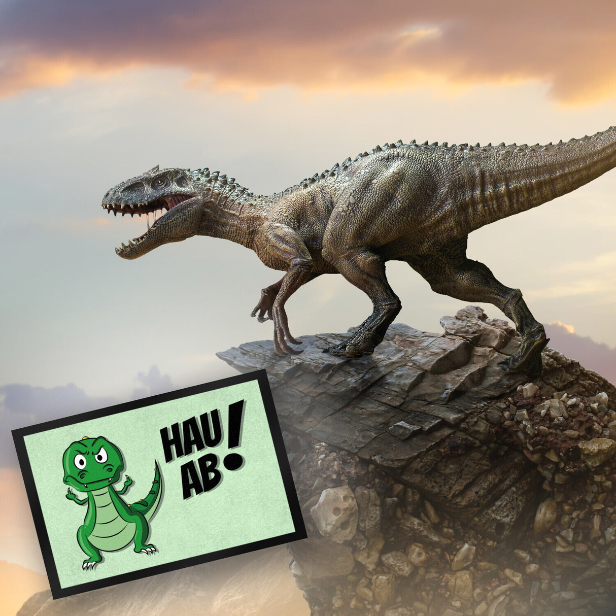 Hau ab! Fußmatte mit T-Rex Motiv
