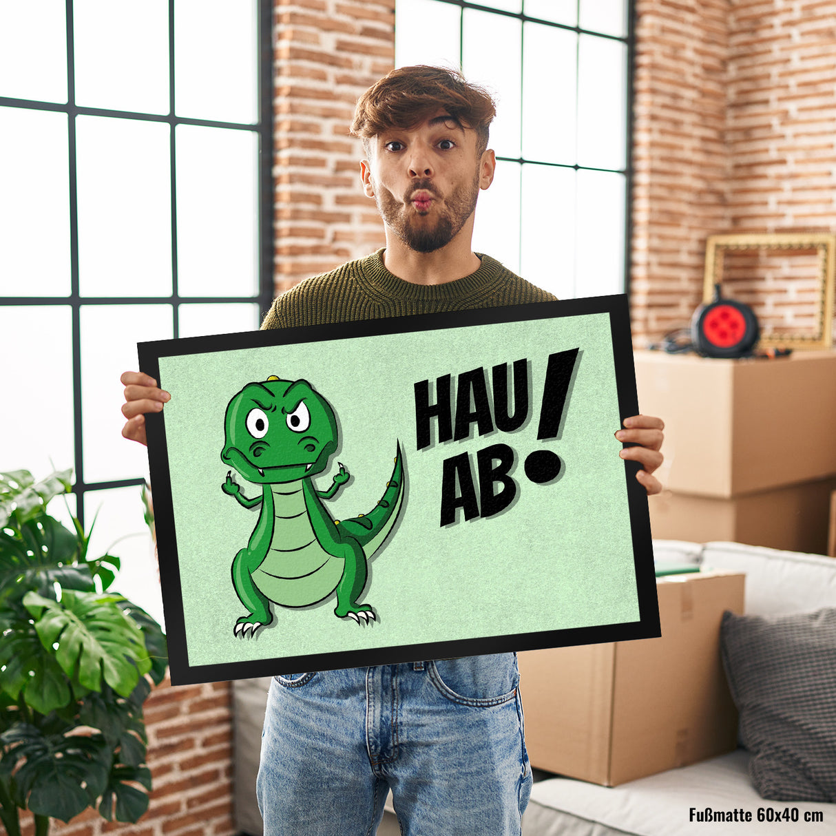 Hau ab! Fußmatte mit T-Rex Motiv