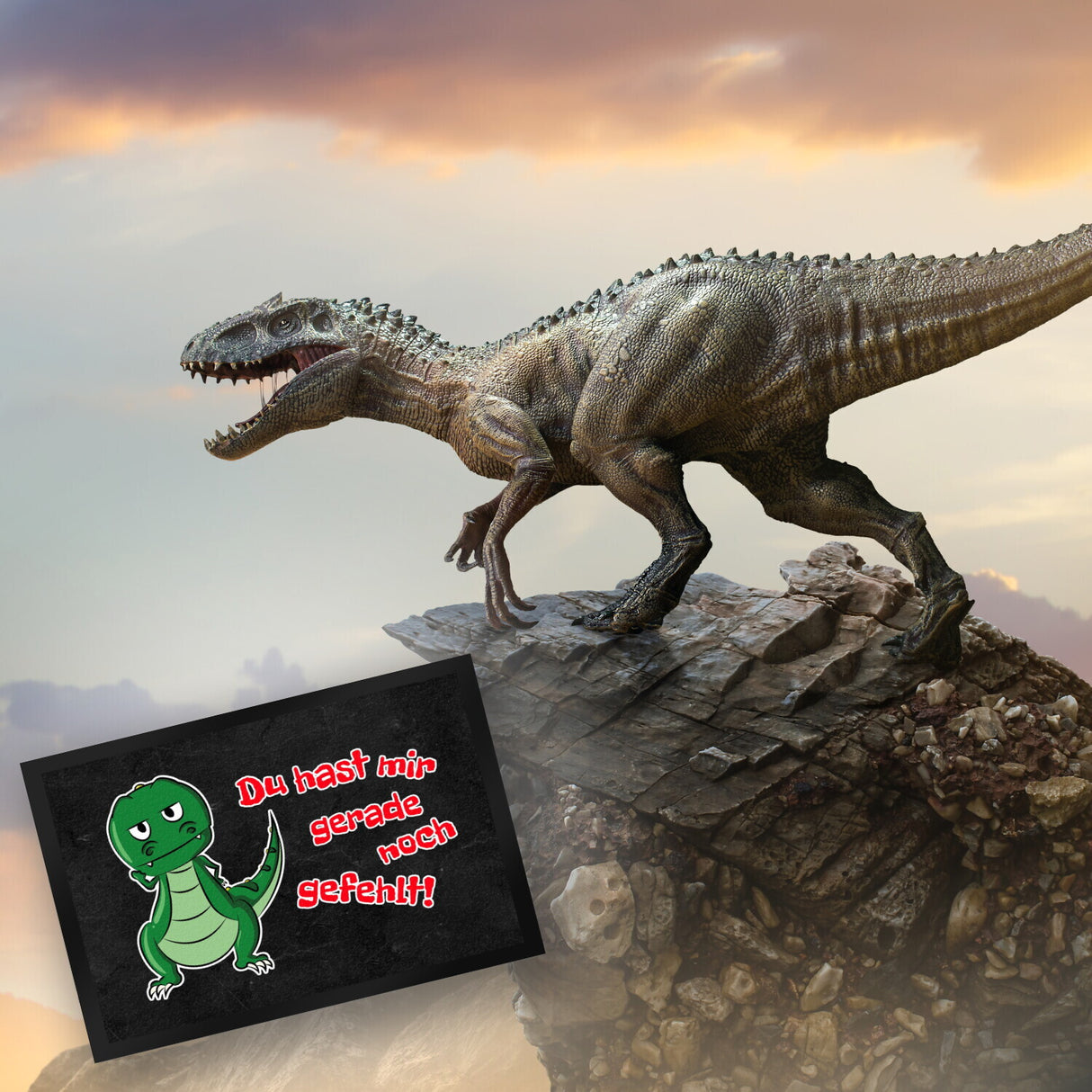 T-Rex Fußmatte in 35x50 cm mit Spruch Du hast mir gerade noch gefehlt