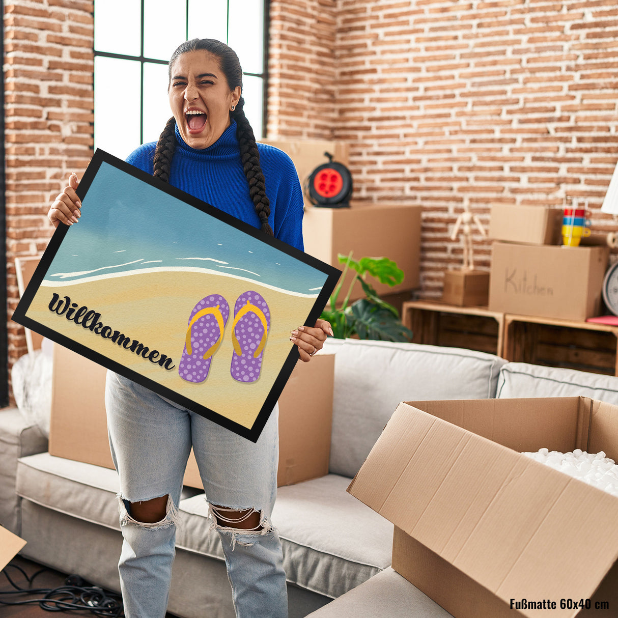 Willkommen - Fußmatte mit Strandmotiv
