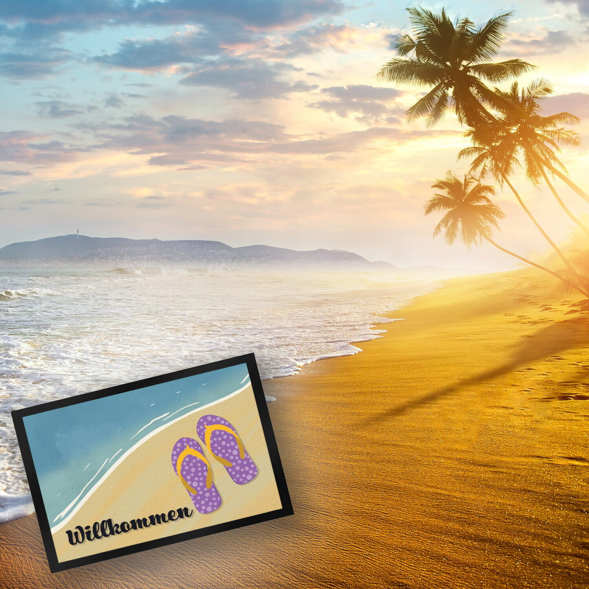 Willkommen - Fußmatte mit Strandmotiv