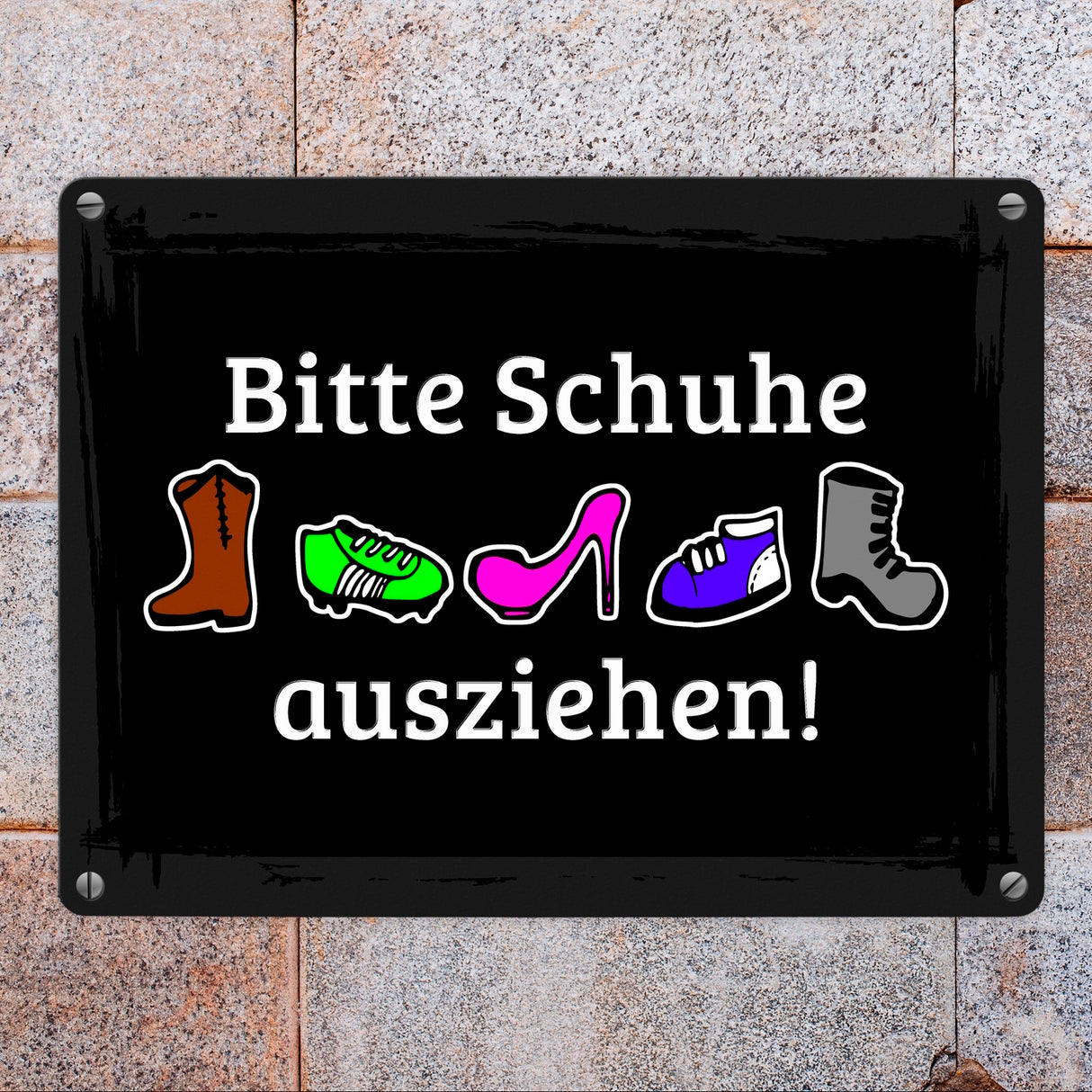 Bitte Schuhe ausziehen! Metallschild