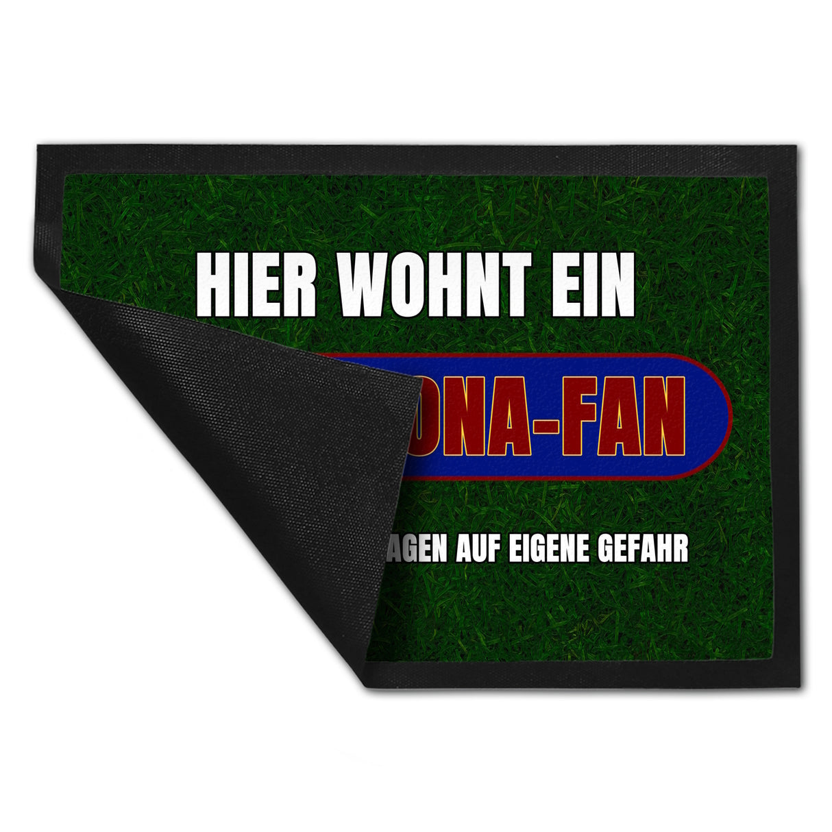 Hier wohnt ein Barcelona-Fan Fußmatte in 35x50 cm mit Rasenmotiv