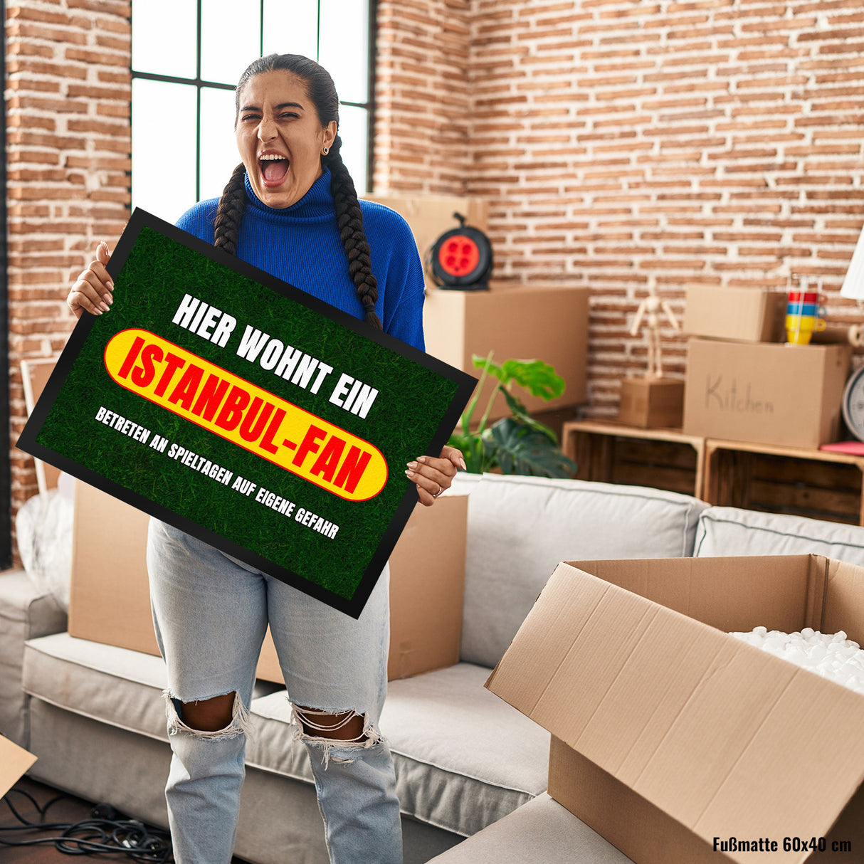 Hier wohnt ein Istanbul-Fan Fußmatte in 35x50 cm mit Rasenmotiv