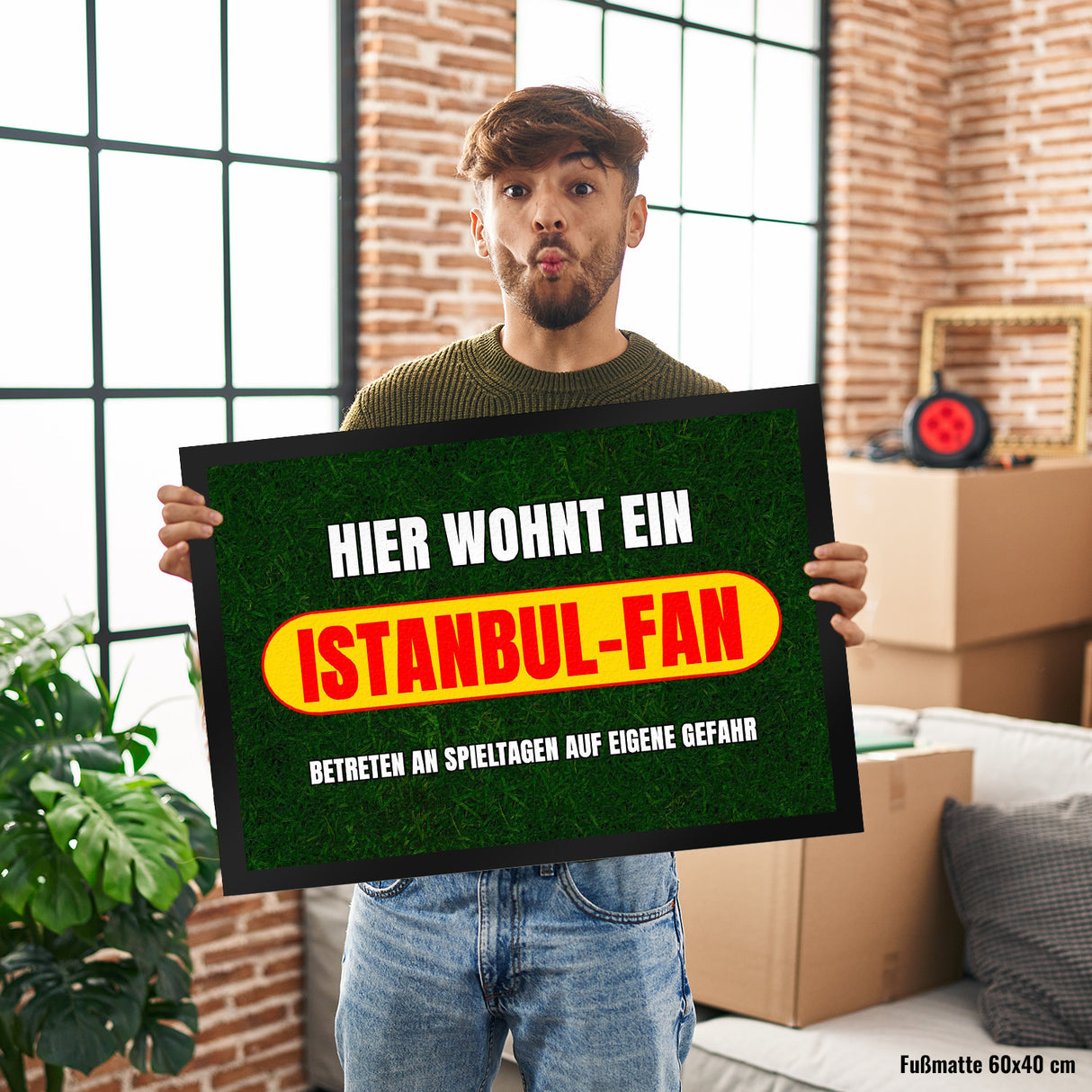Hier wohnt ein Istanbul-Fan Fußmatte in 35x50 cm mit Rasenmotiv
