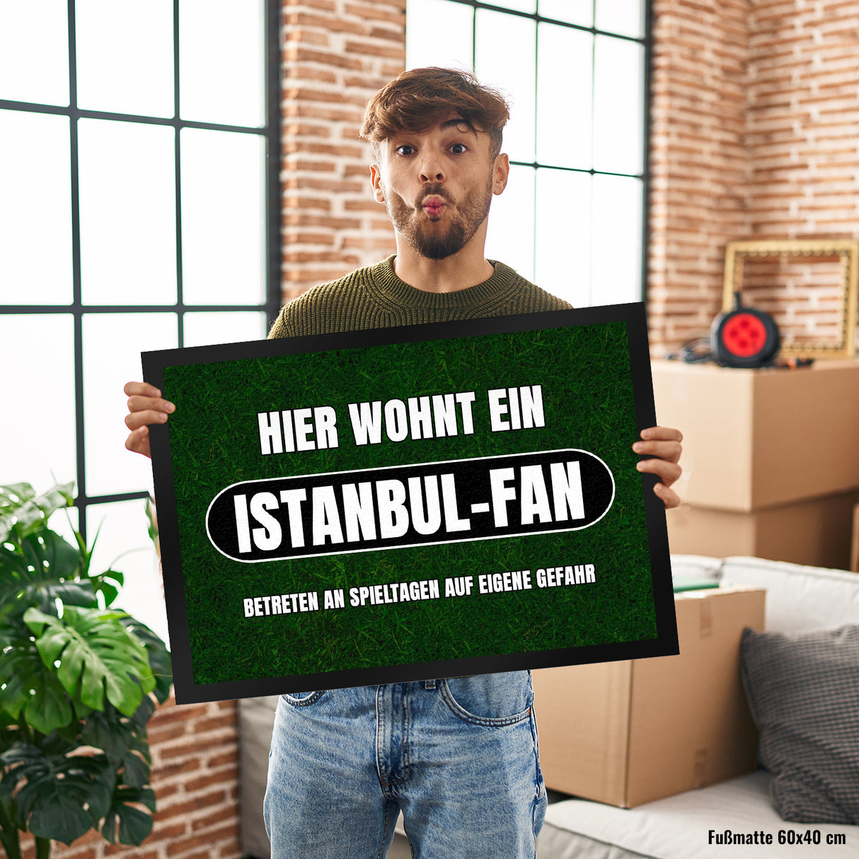 Hier wohnt ein Istanbul-Fan Fußmatte in 35x50 cm mit Rasenmotiv