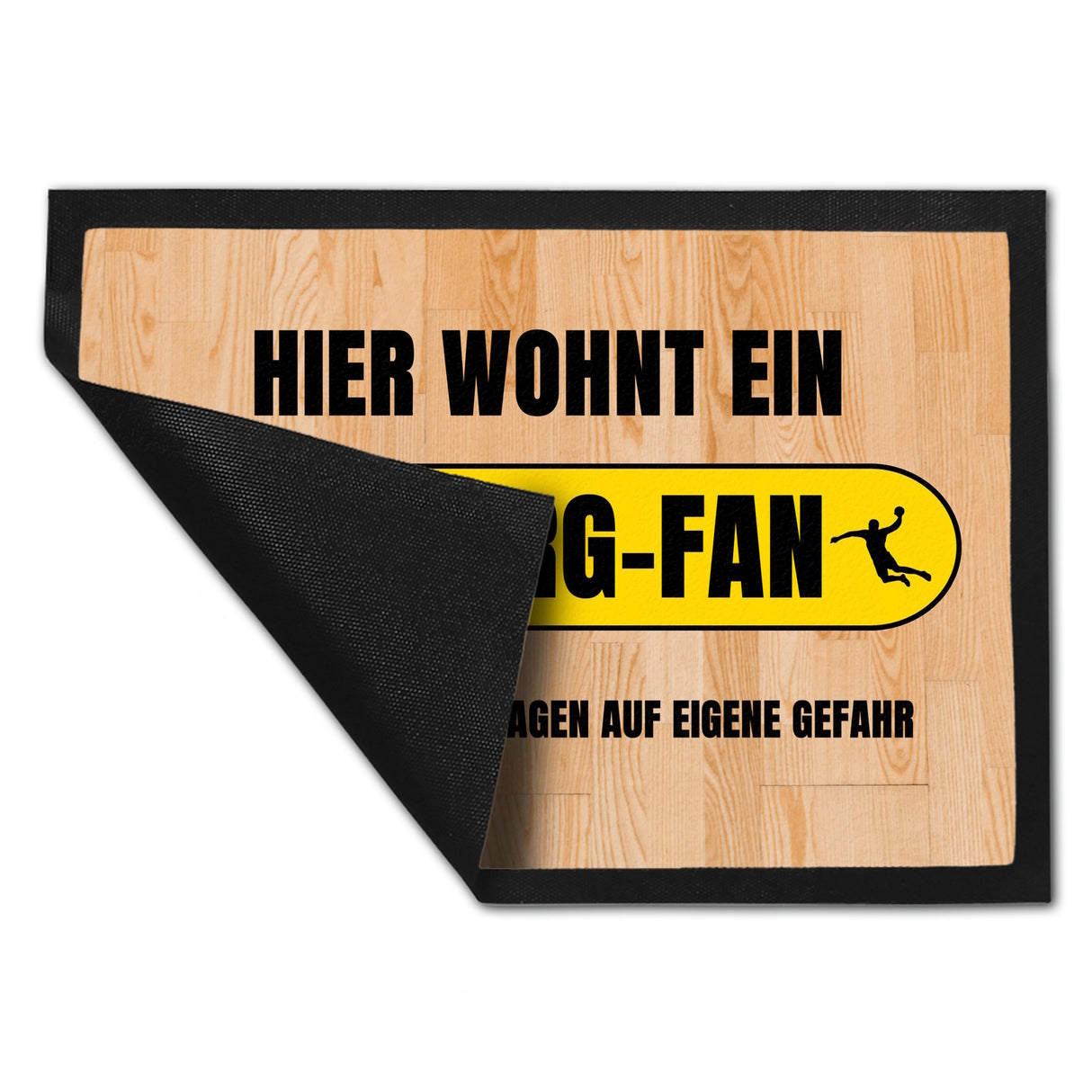 Hier wohnt ein Coburg-Fan Fußmatte in 35x50 cm mit Turnhallenboden Motiv