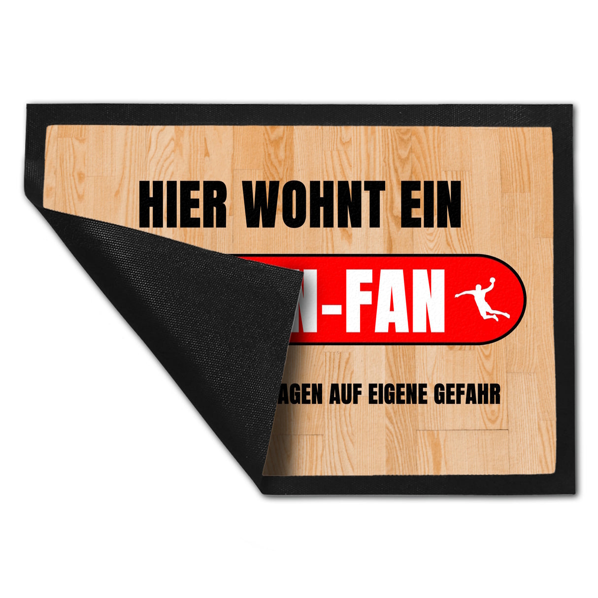 Hier wohnt ein Essen-Fan Fußmatte in 35x50 cm mit Turnhallenboden Motiv