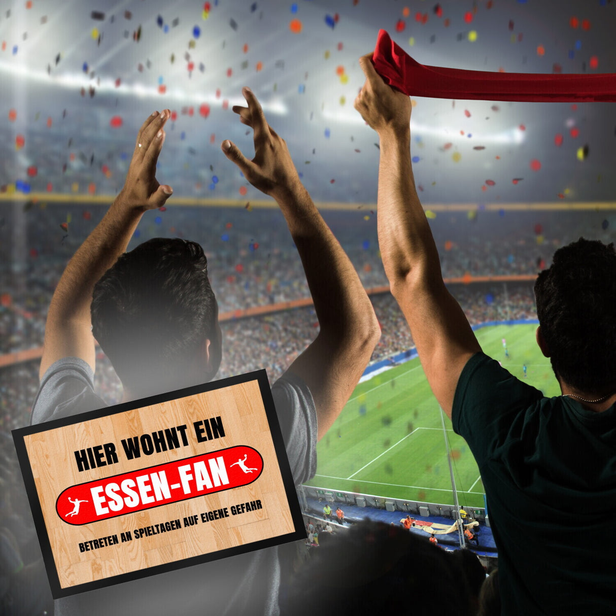 Hier wohnt ein Essen-Fan Fußmatte in 35x50 cm mit Turnhallenboden Motiv