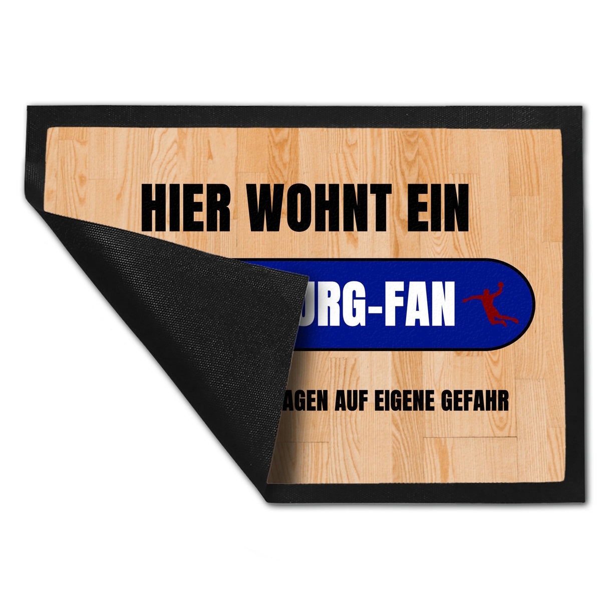Hier wohnt ein Flensburg-Fan Fußmatte in 35x50 cm mit Turnhallenboden Motiv