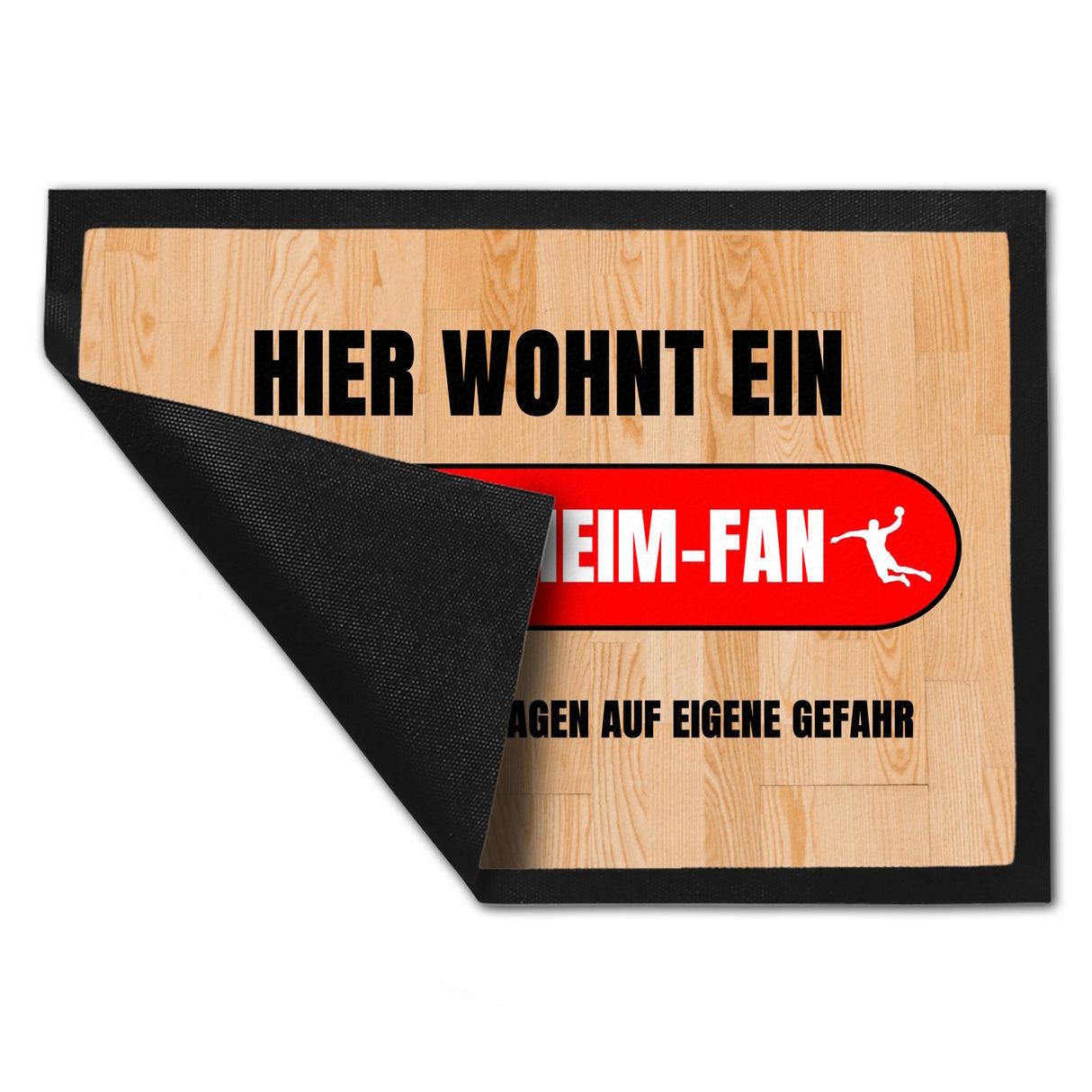Hier wohnt ein Firesenheim-Fan Fußmatte in 35x50 cm mit Turnhallenboden Motiv