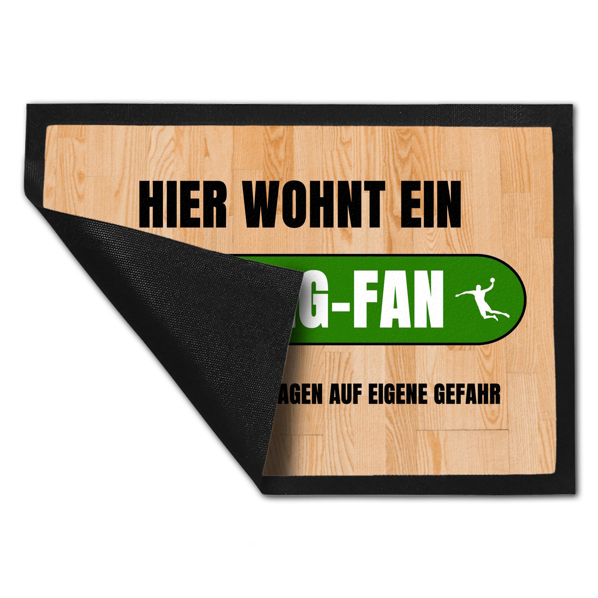 Hier wohnt ein Leipzig-Fan Fußmatte in 35x50 cm mit Turnhallenboden Motiv