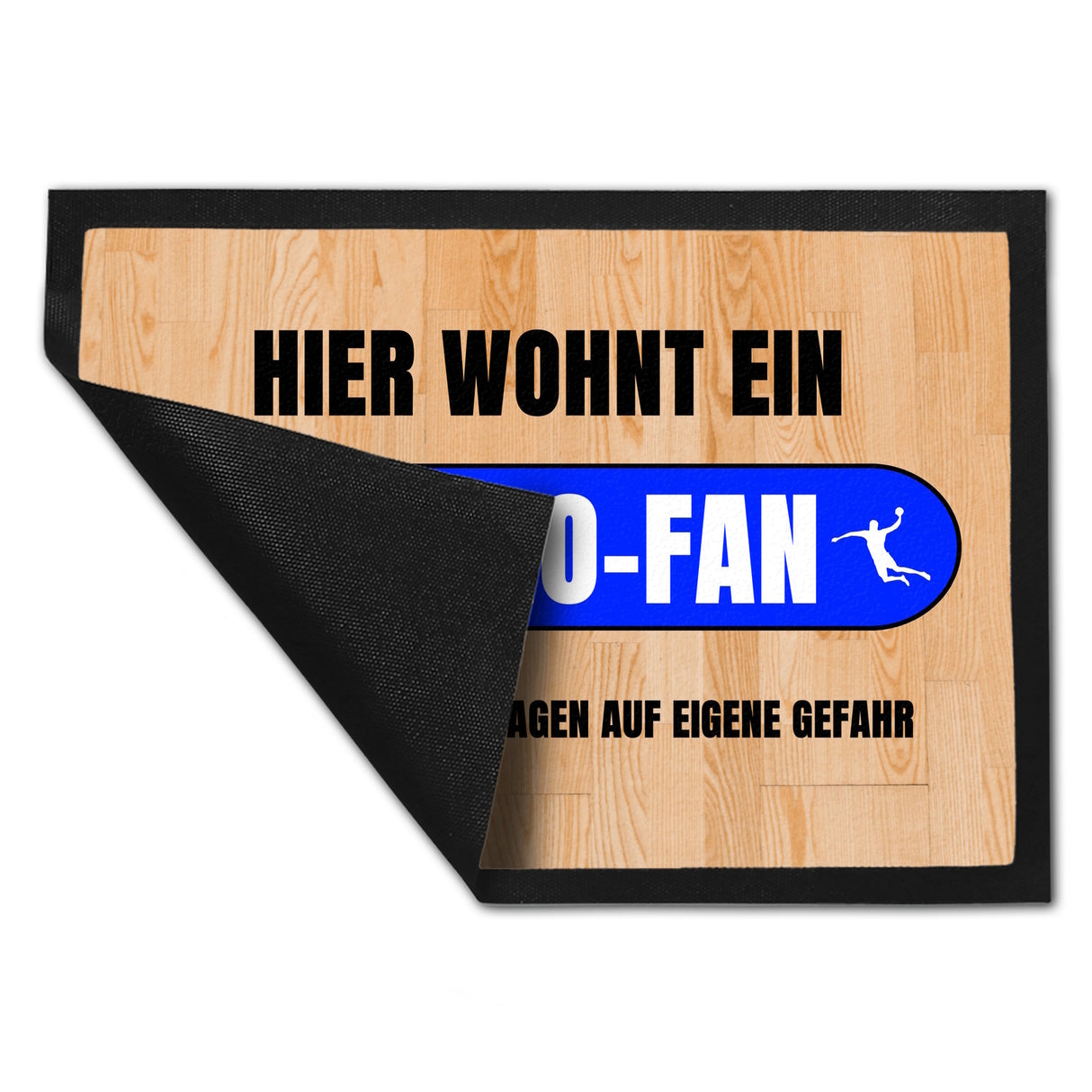 Hier wohnt ein Lemgo-Fan Fußmatte in 35x50 cm mit Turnhallenboden Motiv