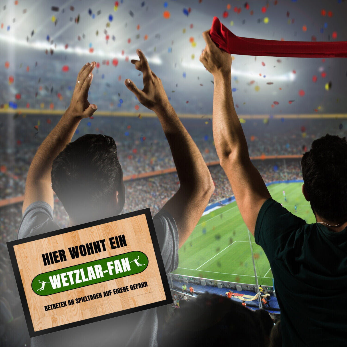 Hier wohnt ein Wetzlar-Fan Fußmatte in 35x50 cm mit Turnhallenboden Motiv