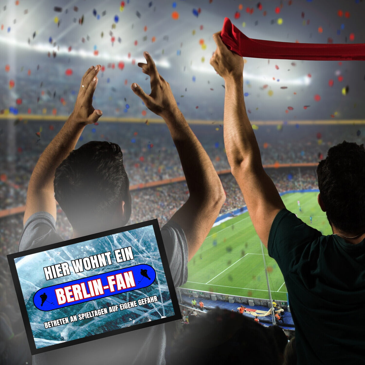 Hier wohnt ein Berlin-Fan Fußmatte in 35x50 cm mit Eishallen Boden-Motiv