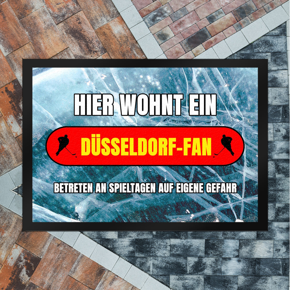 Hier wohnt ein Düsseldorf-Fan Fußmatte in 35x50 cm mit Eishallen Boden-Motiv
