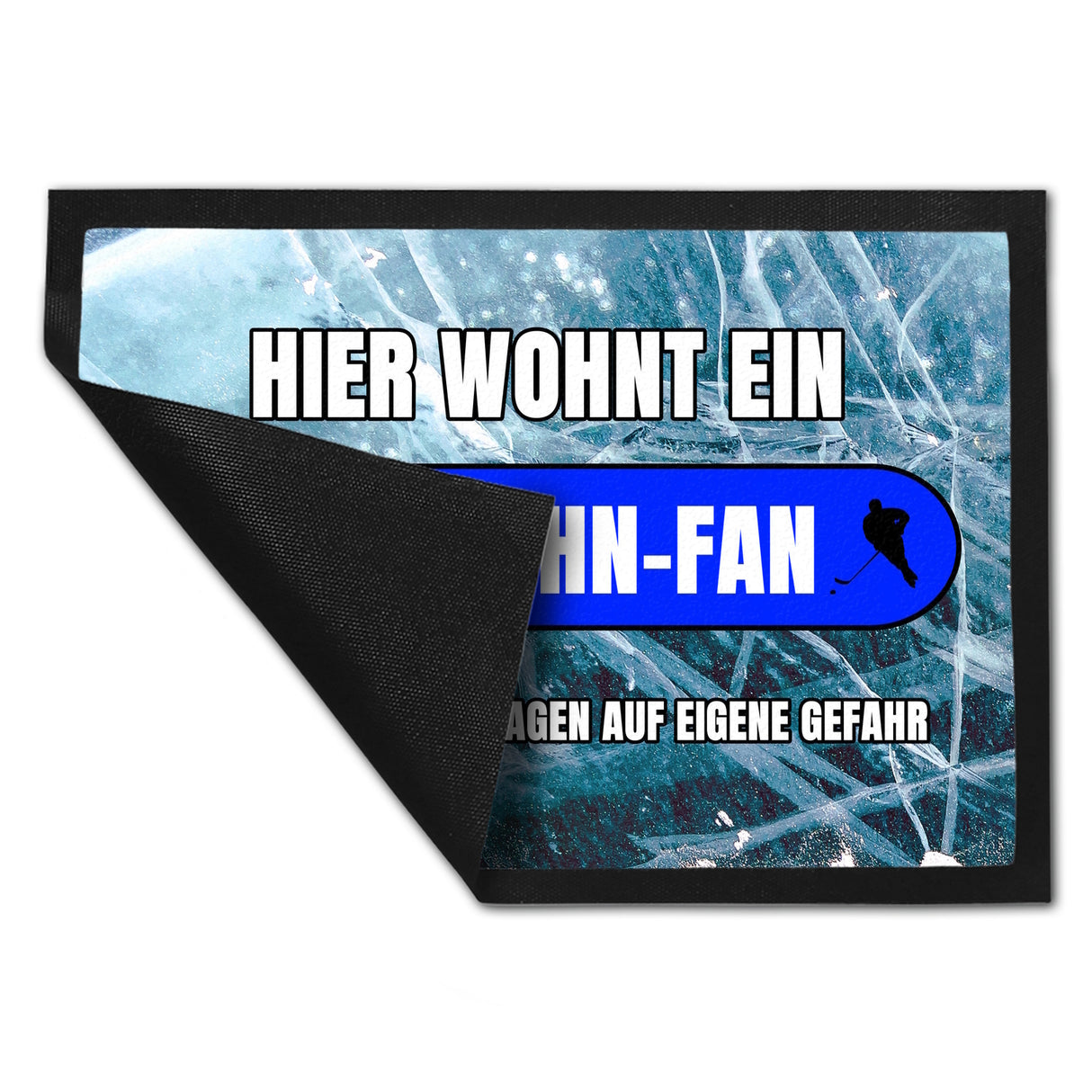 Hier wohnt ein Iserlohn-Fan Fußmatte in 35x50 cm mit Eishallen Boden-Motiv