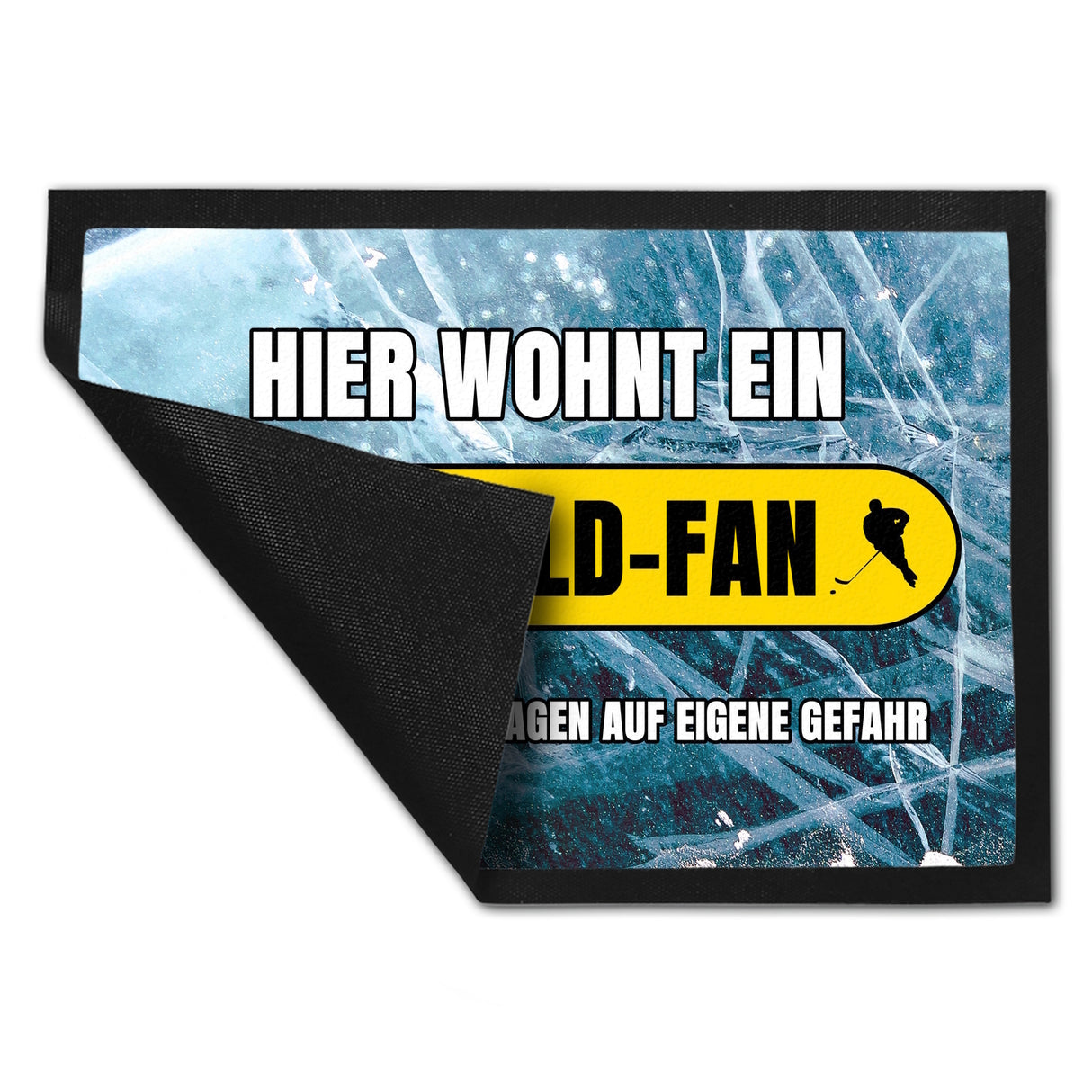 Hier wohnt ein Krefeld-Fan Fußmatte in 35x50 cm mit Eishallen Boden-Motiv