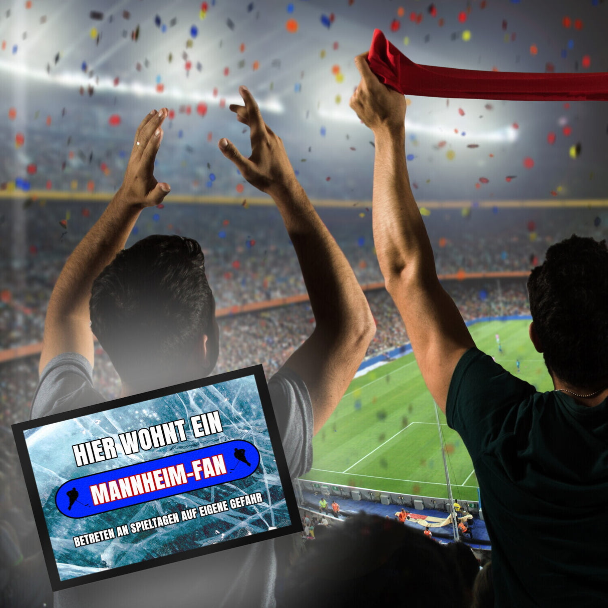Hier wohnt ein Mannheim-Fan Fußmatte in 35x50 cm mit Eishallen Boden-Motiv