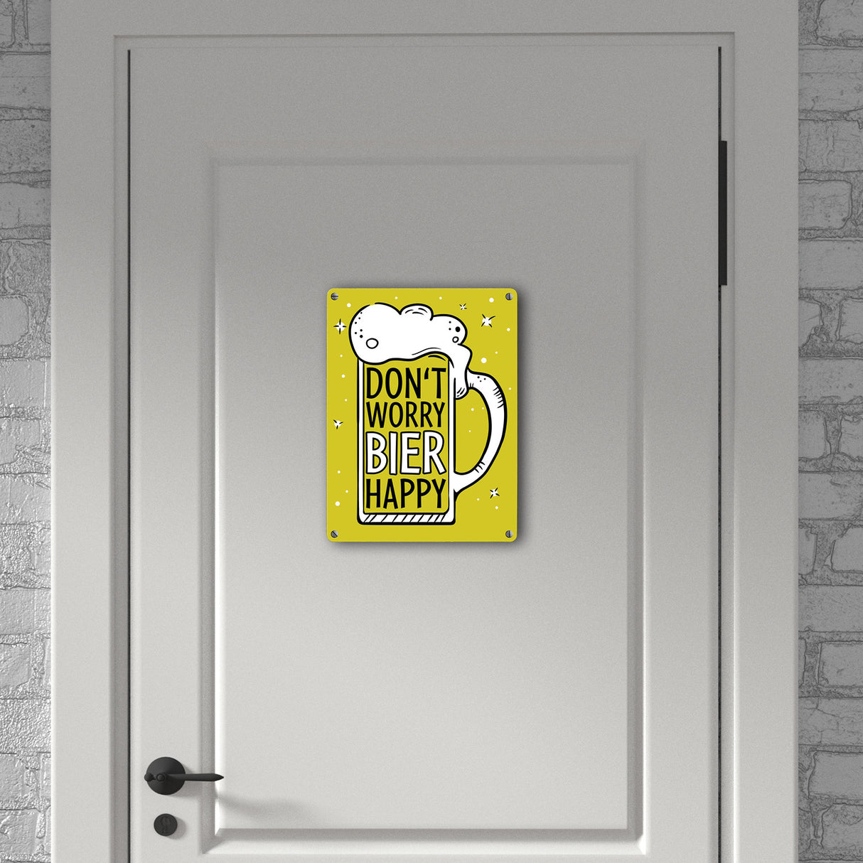 Don't worry Bier happy - Metallschild mit Bierkrug Motiv