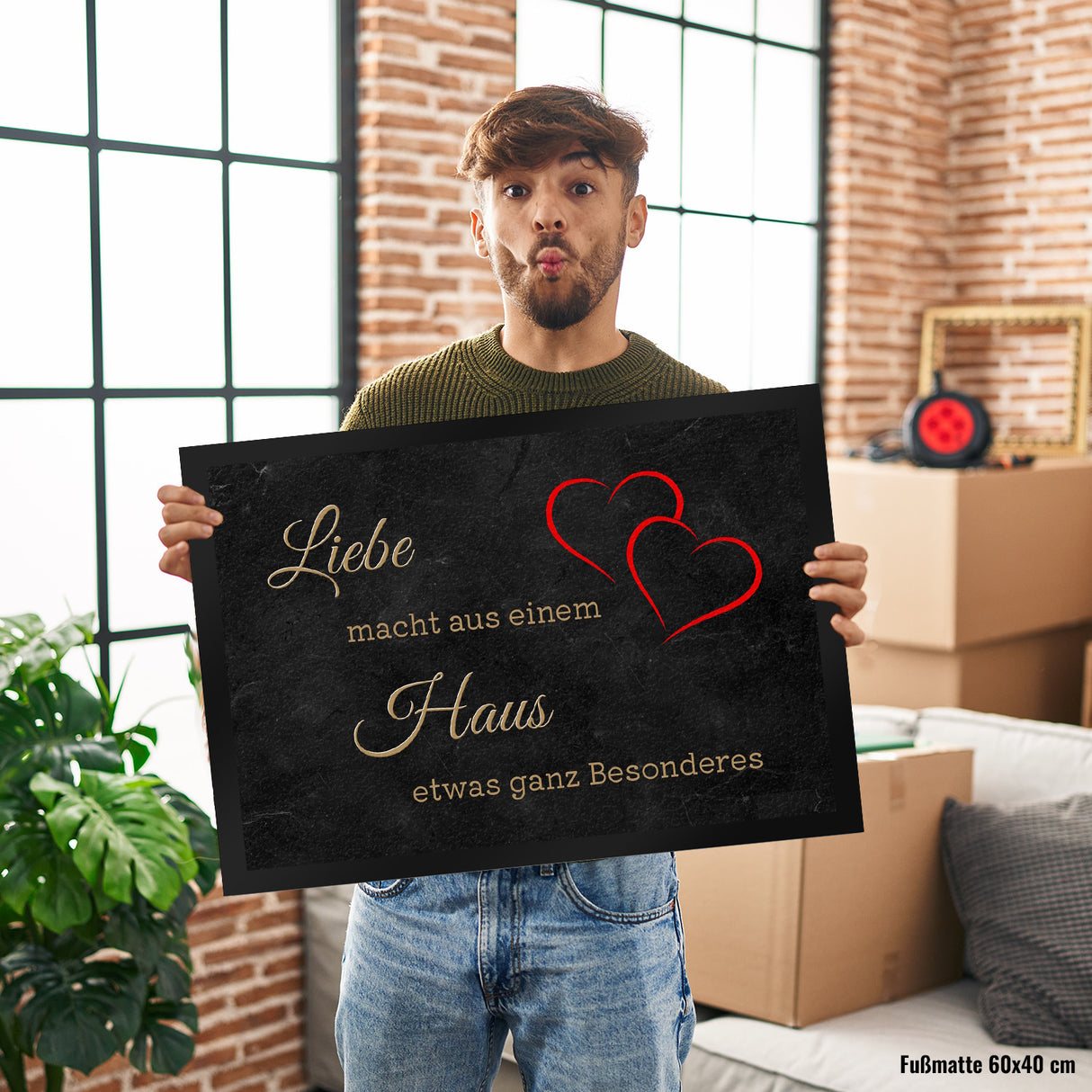 Liebe macht aus einem Haus etwas ganz Besonderes Fußmatte in 35x50 cm mit Herz