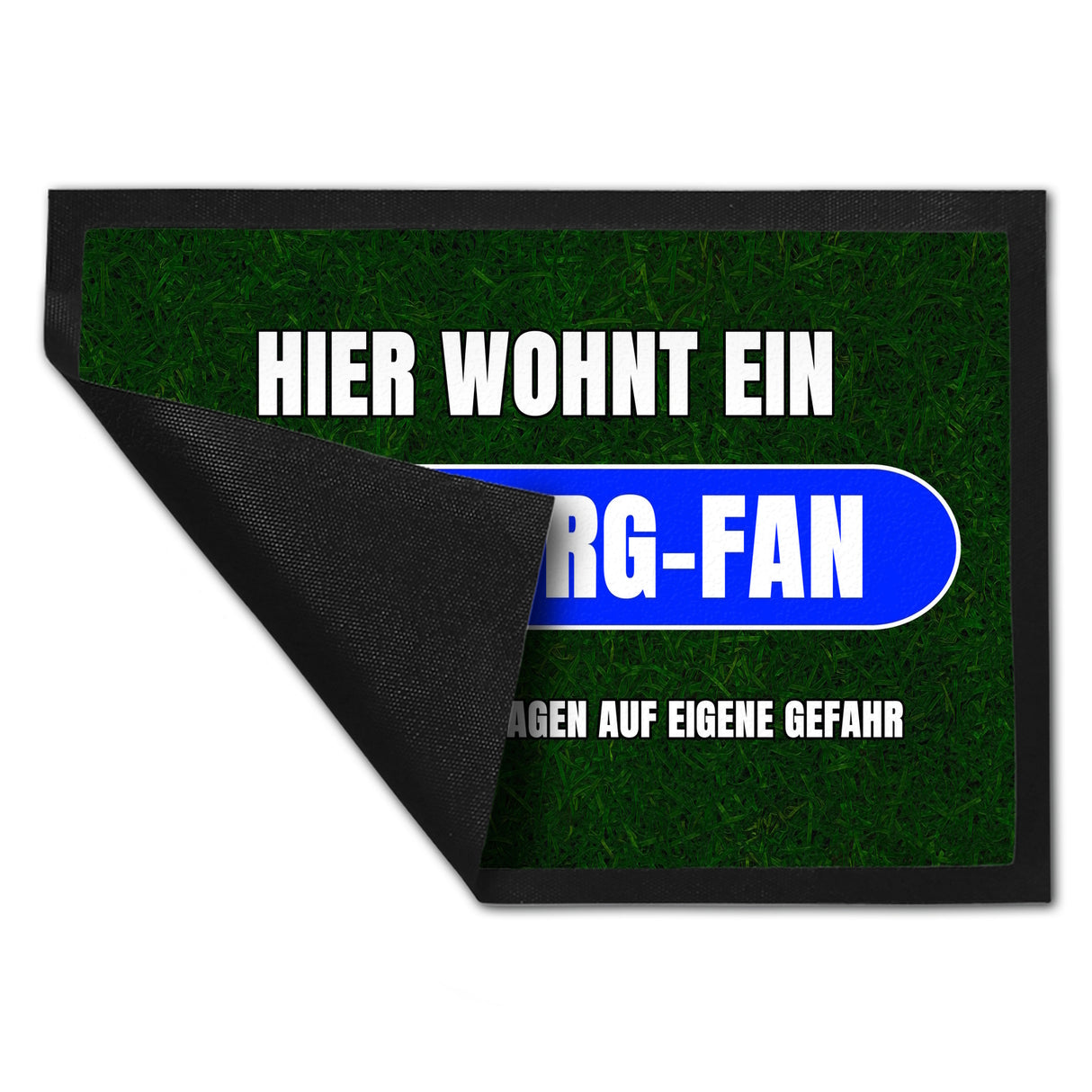 Hier wohnt ein Duisburg-Fan Fußmatte in 35x50 cm mit Rasenmotiv