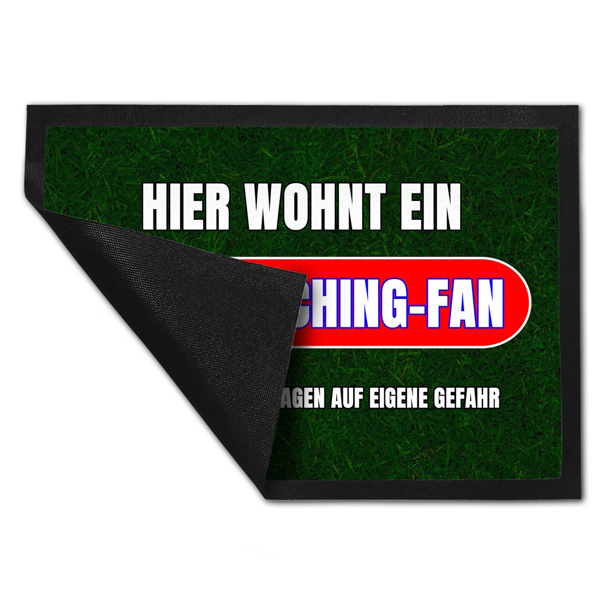 Hier wohnt ein Unterhaching-Fan Fußmatte in 35x50 cm mit Rasenmotiv