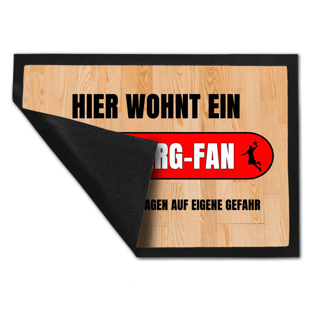 Hier wohnt ein Bamberg-Fan Fußmatte in 35x50 cm mit Turnhallenboden Motiv