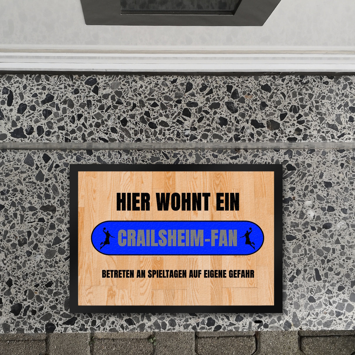 Hier wohnt ein Crailsheim-Fan Fußmatte in 35x50 cm mit Turnhallenboden Motiv