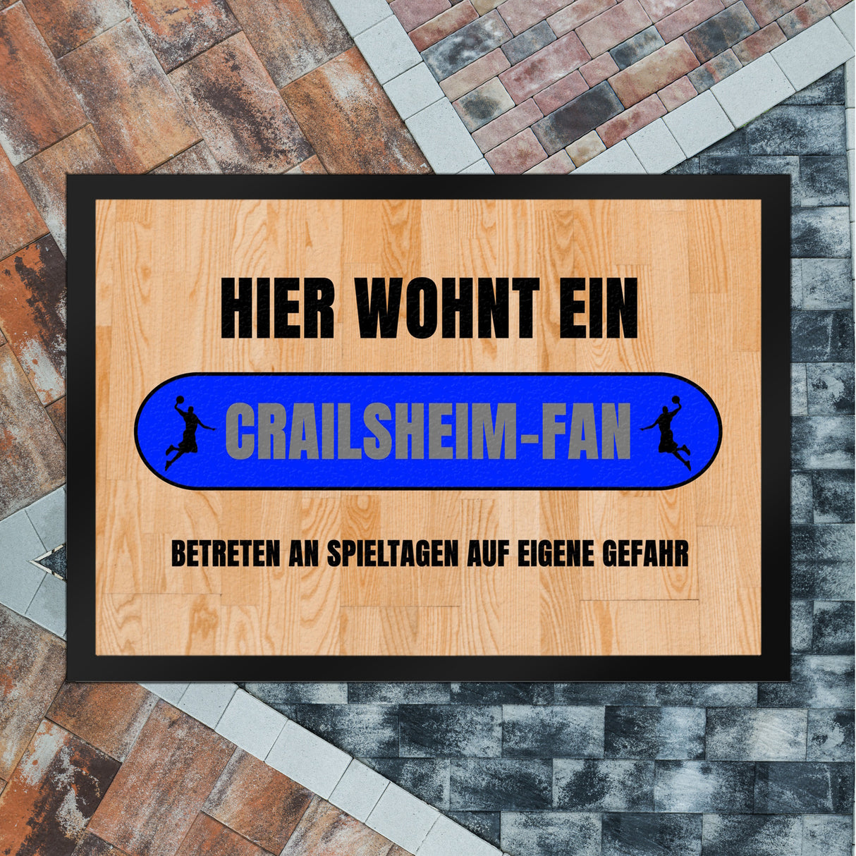 Hier wohnt ein Crailsheim-Fan Fußmatte in 35x50 cm mit Turnhallenboden Motiv