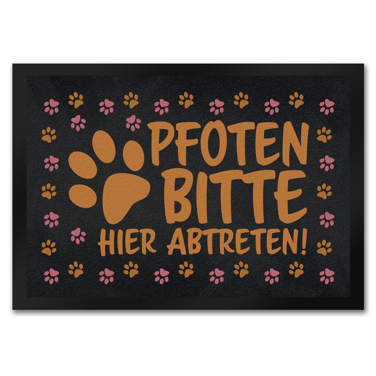 Pfoten bitte hier abtreten Fußmatte mit bunten Fußspuren von Hunden