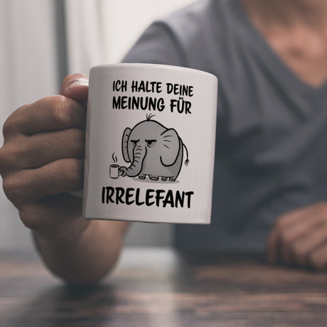 Ich halte deine Meinung für Irrelefant Kaffeebecher mit witzigem Elefanten