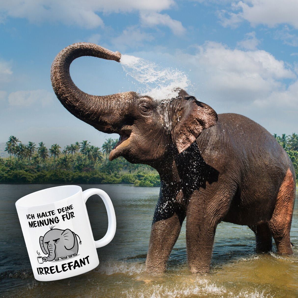 Ich halte deine Meinung für Irrelefant Kaffeebecher mit witzigem Elefanten