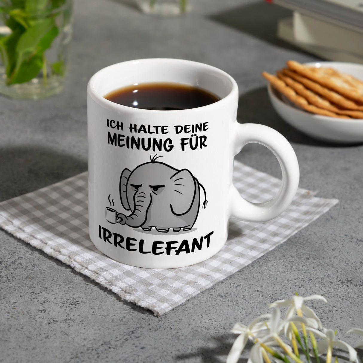 Ich halte deine Meinung für Irrelefant Kaffeebecher mit witzigem Elefanten