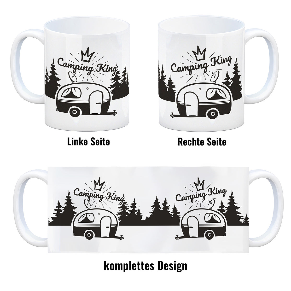 Camping King Kaffeebecher mit wunderschönen Reisemotiven