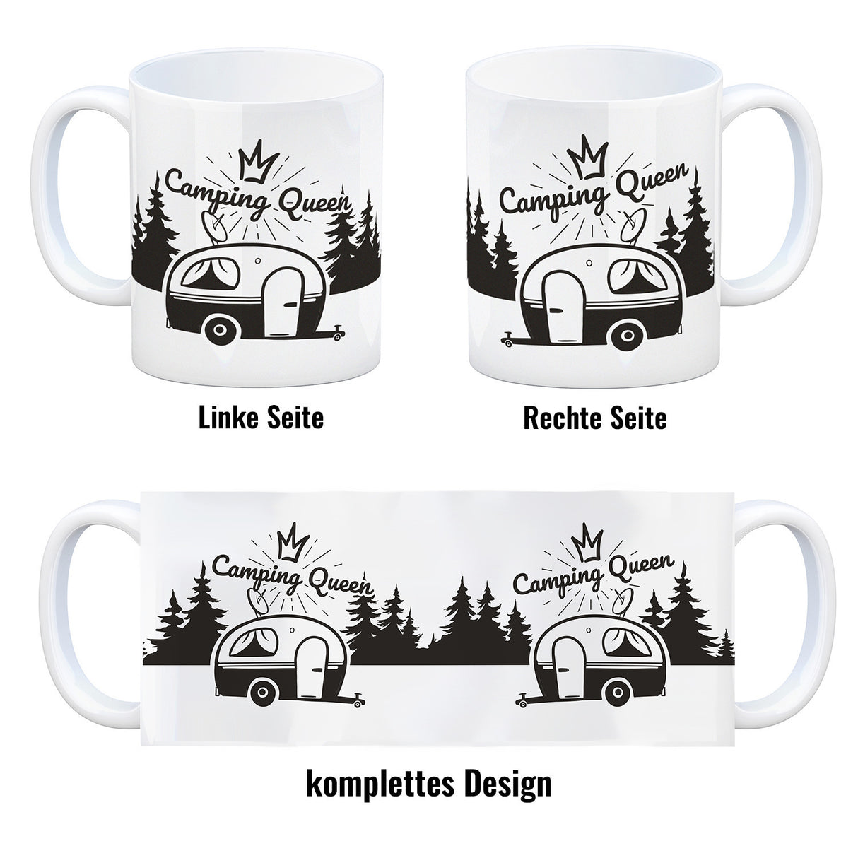 Camping Queen Kaffeebecher mit wunderschönen Reisemotiven