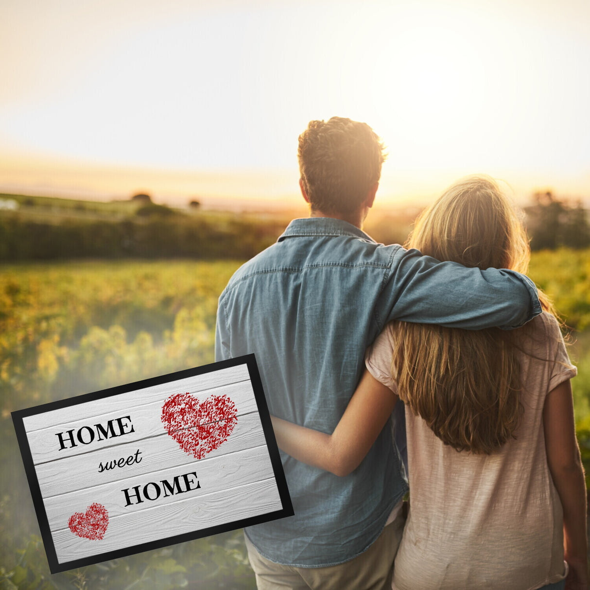 HOME sweet HOME Fußmatte in 35x50 cm mit Herz und in Holzoptik