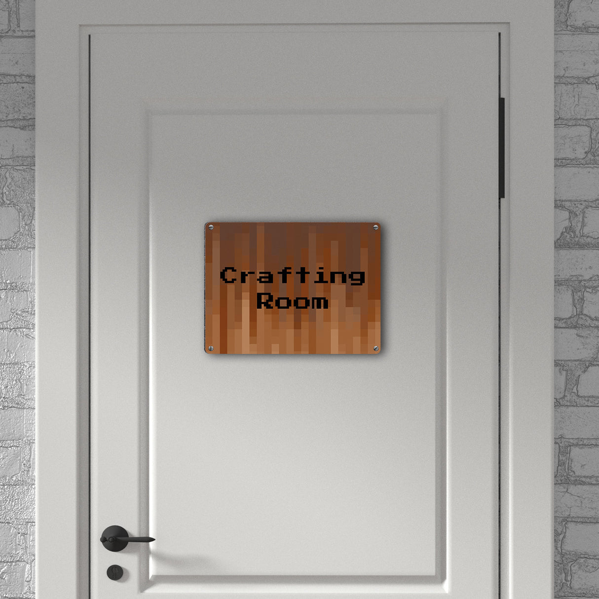 Metallschild in 15x20 cm Pixelmotiv und Spruch: Crafting Room Pixel Art Zockerzimmer