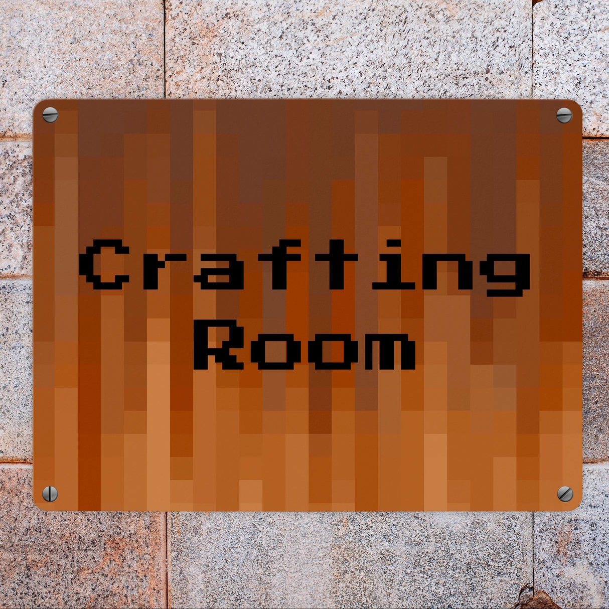 Metallschild in 15x20 cm Pixelmotiv und Spruch: Crafting Room Pixel Art Zockerzimmer