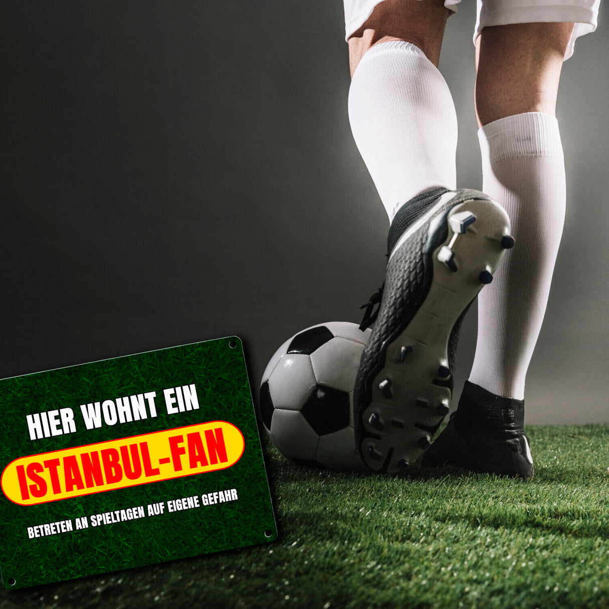 Hier wohnt ein Istanbul-Fan Metallschild in 15x20 cm mit Rasenmotiv
