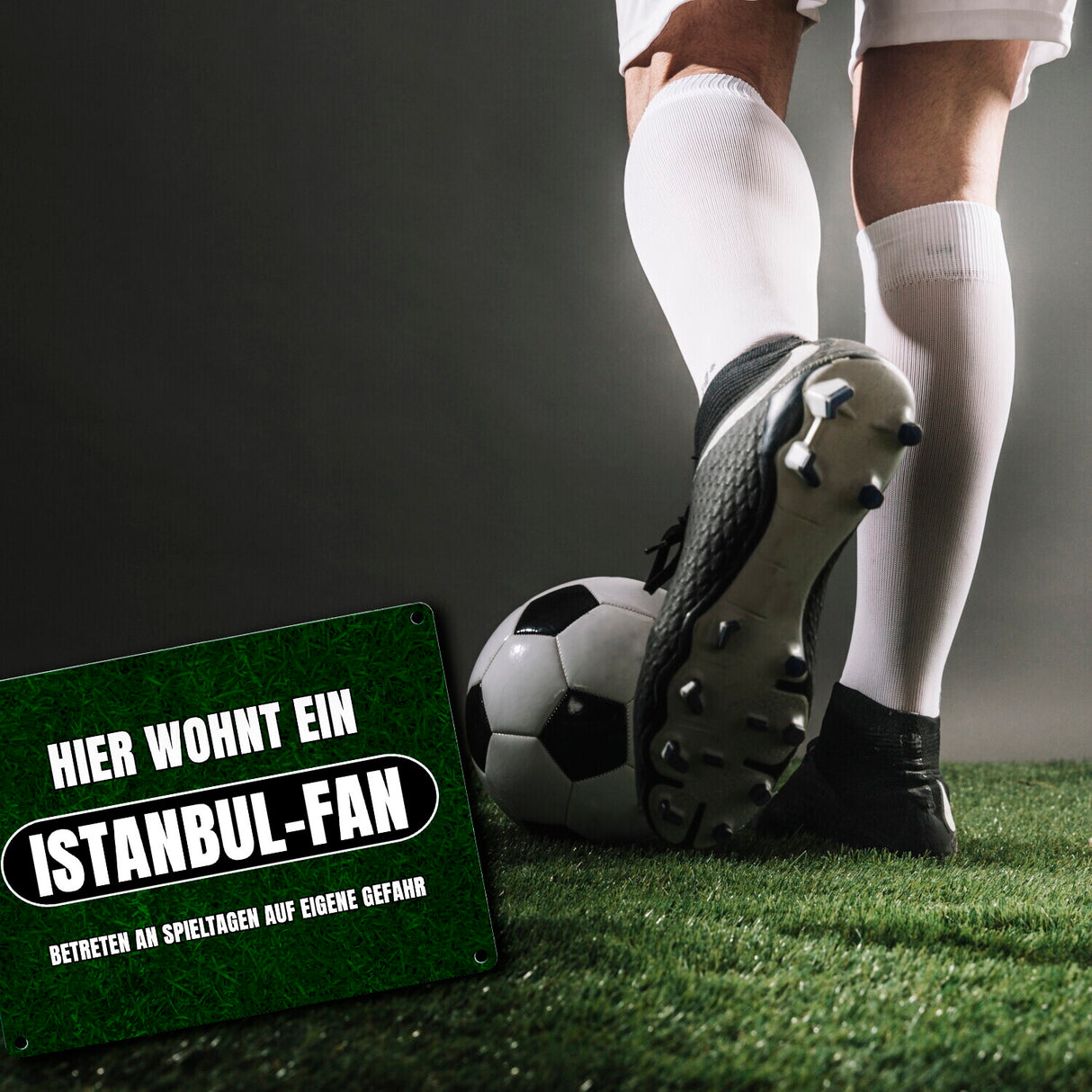 Hier wohnt ein Istanbul-Fan Metallschild in 15x20 cm mit Rasenmotiv