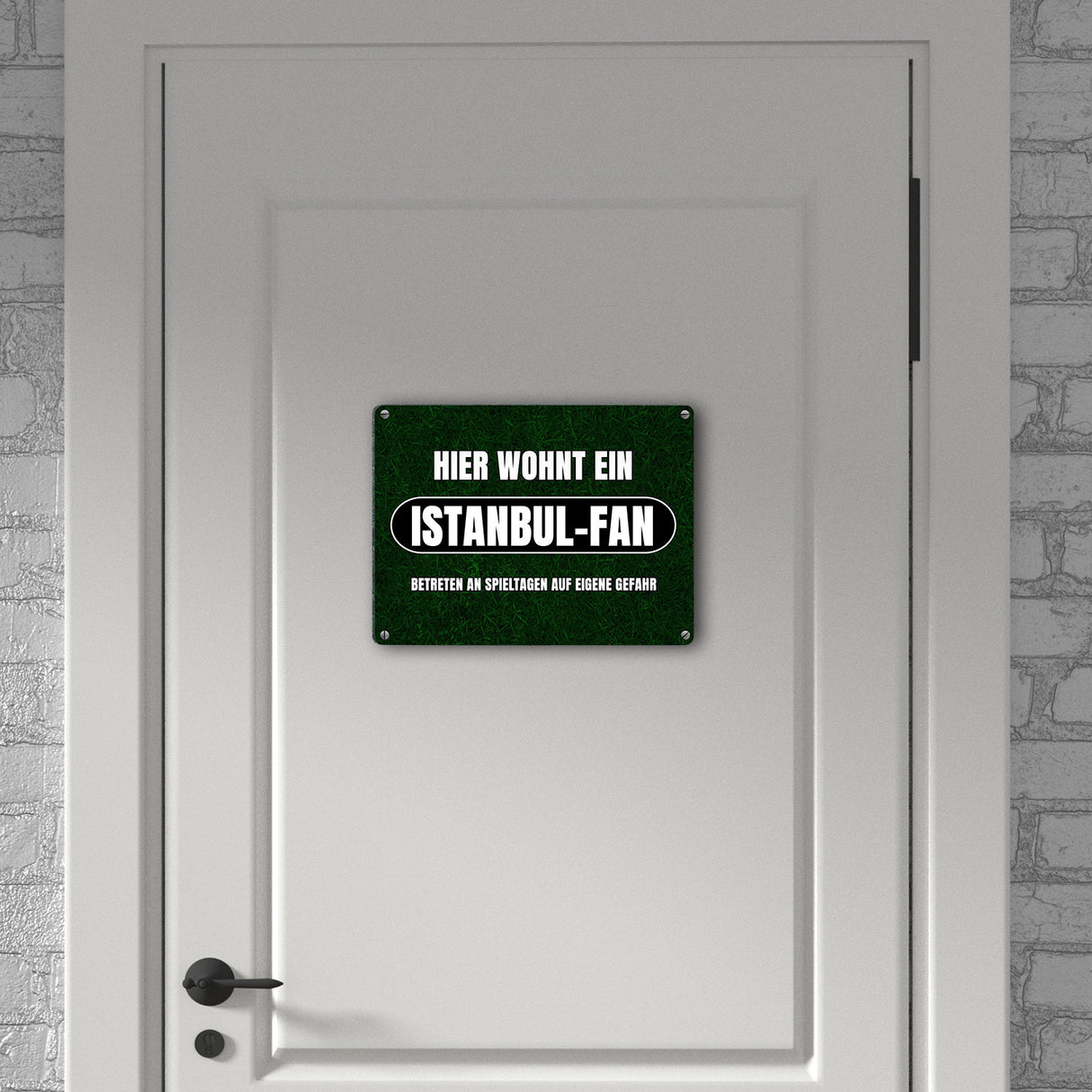 Hier wohnt ein Istanbul-Fan Metallschild in 15x20 cm mit Rasenmotiv