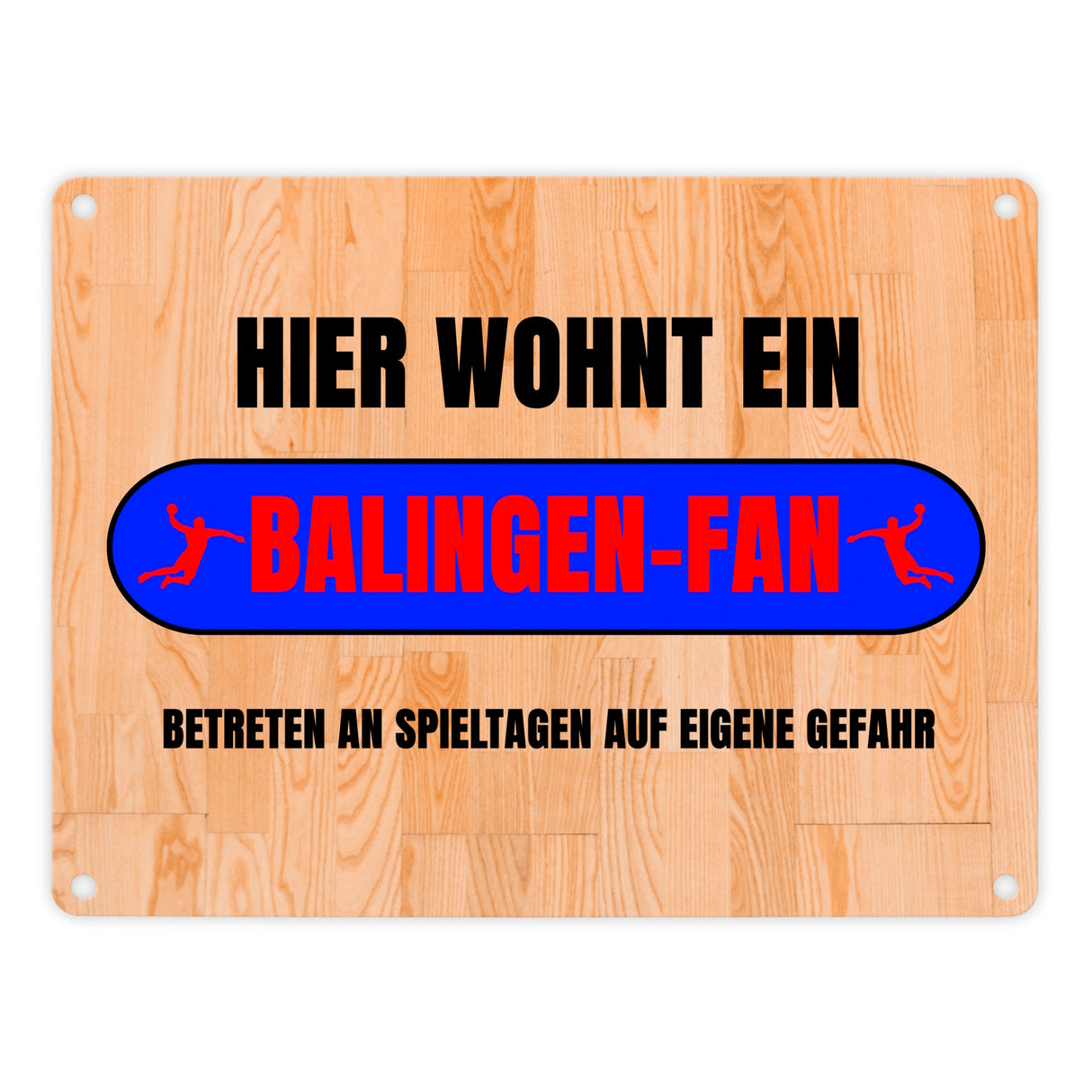 Hier wohnt ein Balingen-Fan Metallschild in 15x20 cm mit Turnhallenboden Motiv