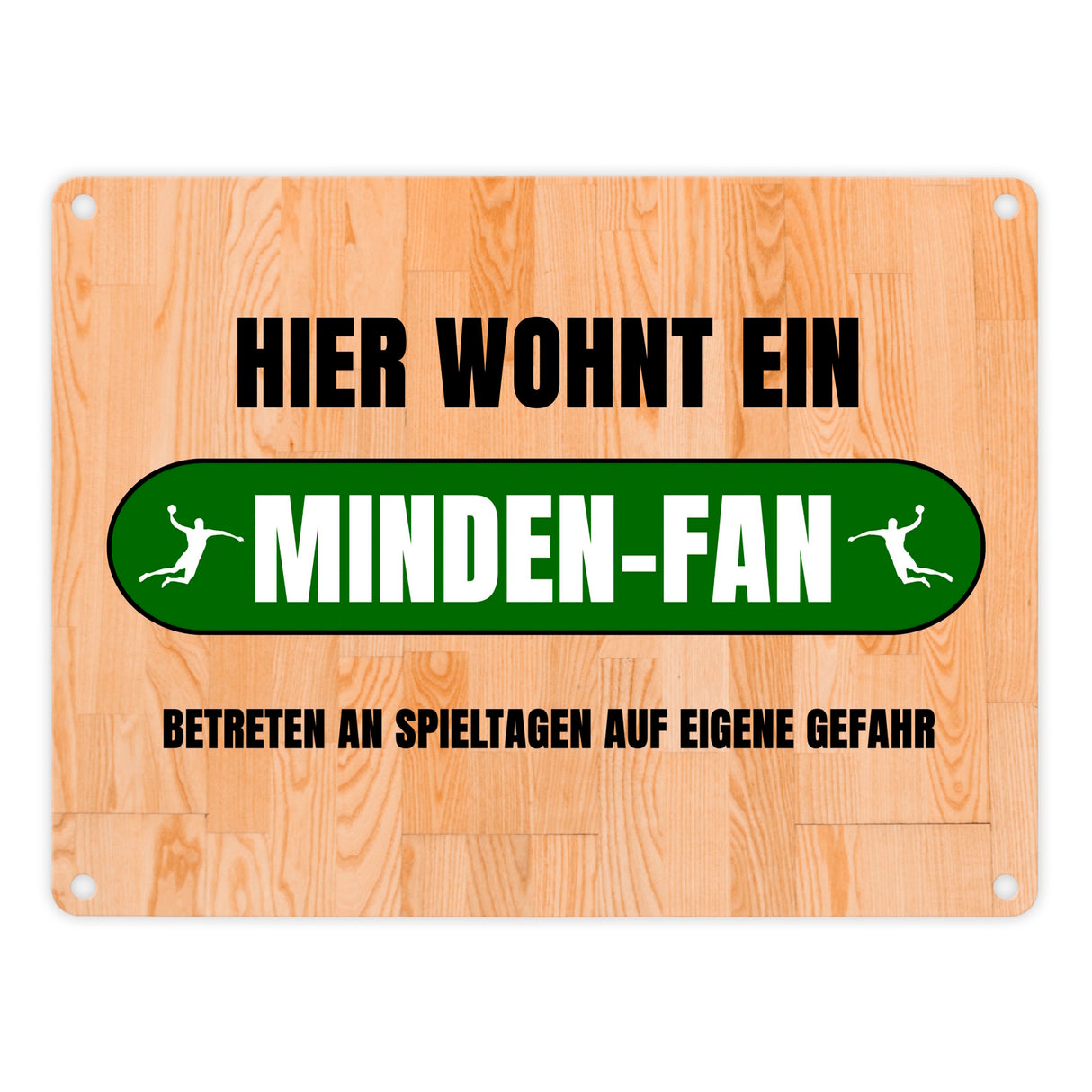 Hier wohnt ein Minden-Fan Metallschild in 15x20 cm mit Turnhallenboden Motiv