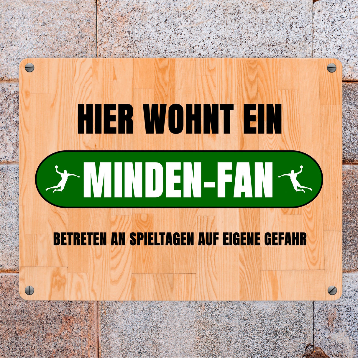 Hier wohnt ein Minden-Fan Metallschild in 15x20 cm mit Turnhallenboden Motiv