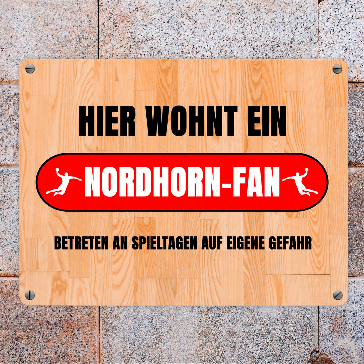 Hier wohnt ein Nordhorn-Fan Metallschild in 15x20 cm mit Turnhallenboden Motiv