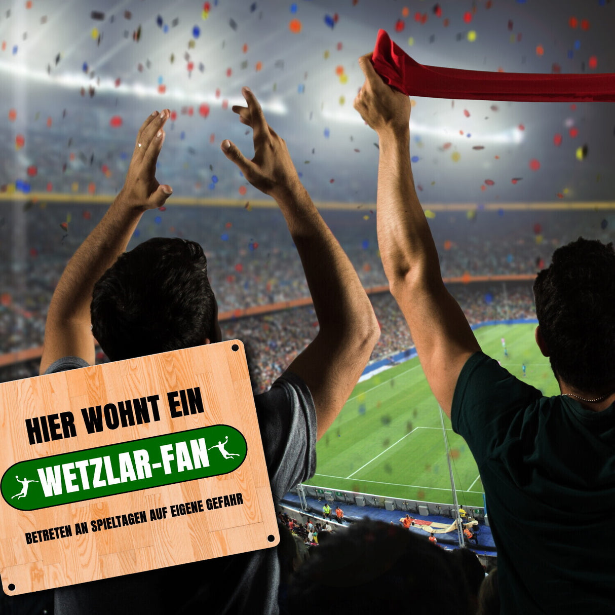 Hier wohnt ein Wetzlar-Fan Metallschild in 15x20 cm mit Turnhallenboden Motiv