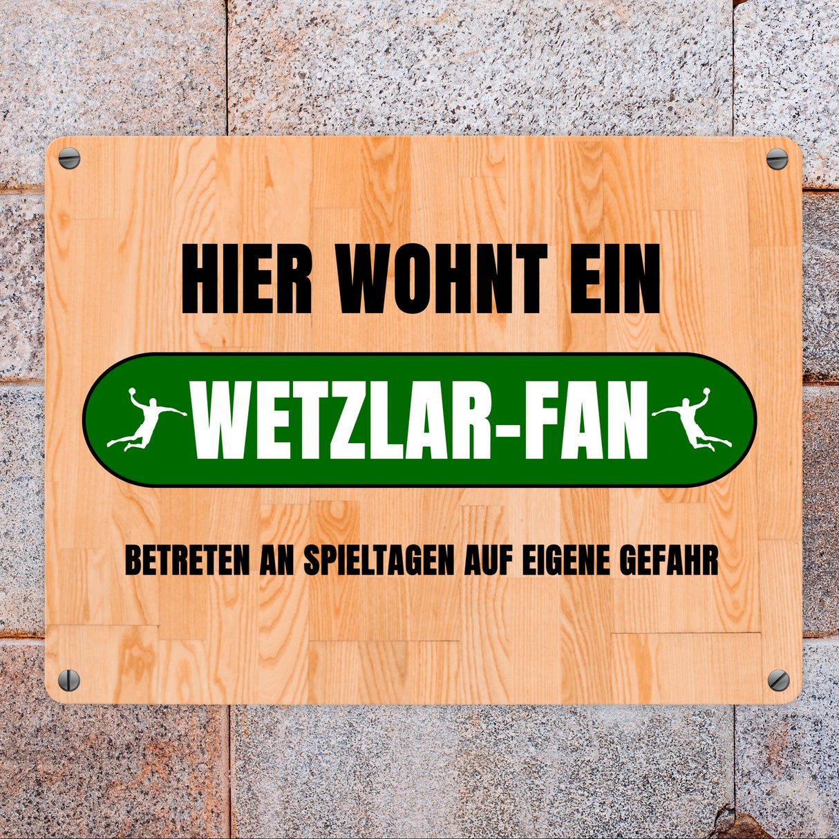 Hier wohnt ein Wetzlar-Fan Metallschild in 15x20 cm mit Turnhallenboden Motiv