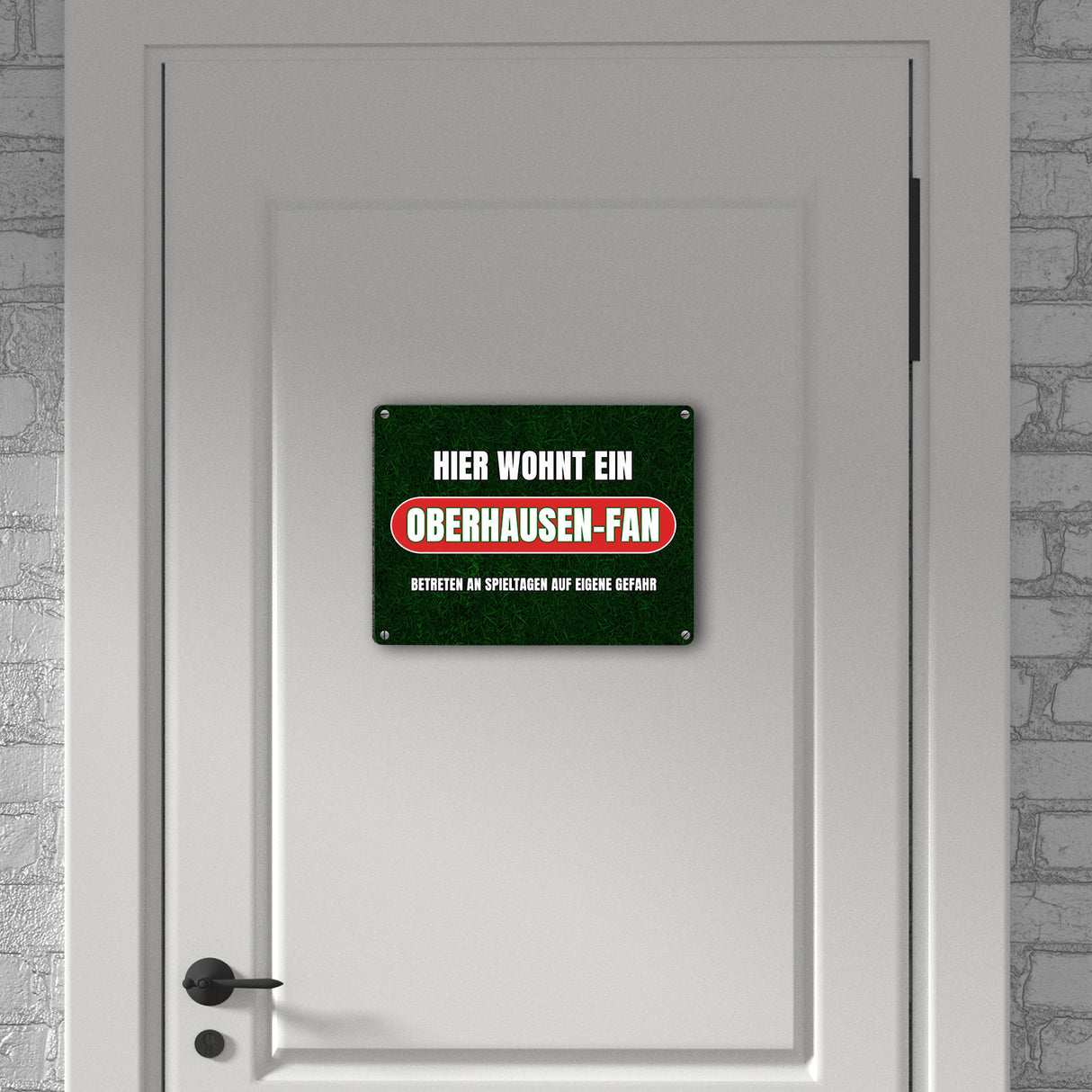 Hier wohnt ein Oberhausen-Fan Metallschild in 15x20 cm mit Rasenmotiv