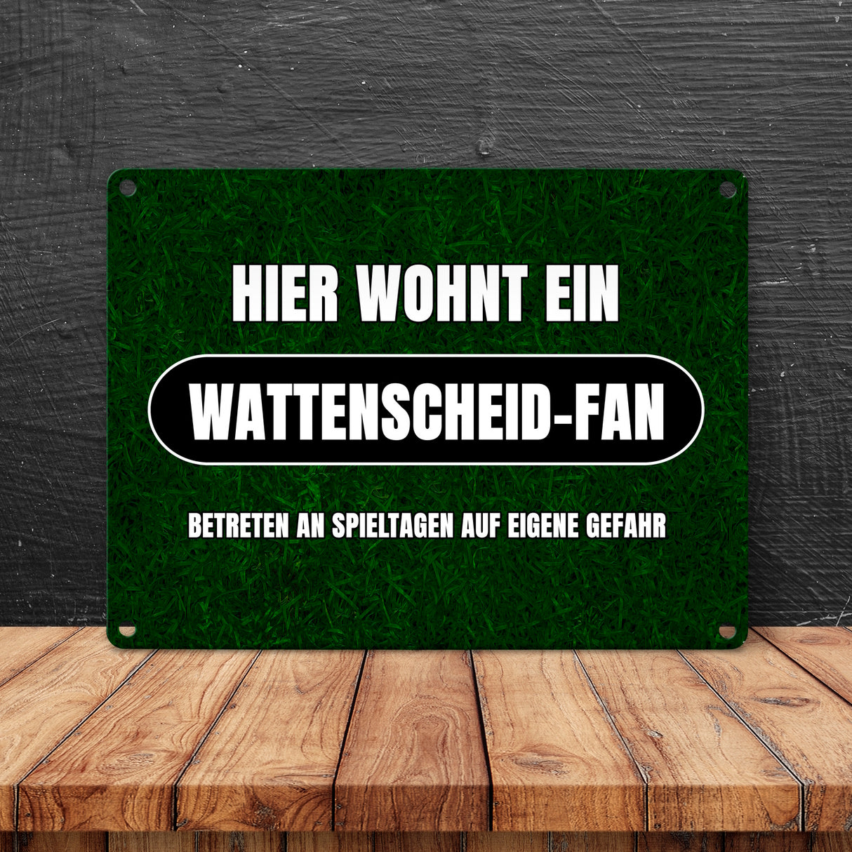 Hier wohnt ein Wattenscheid-Fan Metallschild in 15x20 cm mit Rasenmotiv